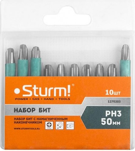 Набор бит Sturm 1 270 203 ph3х50мм, магнит. наконечник, 10 шт. 1270203