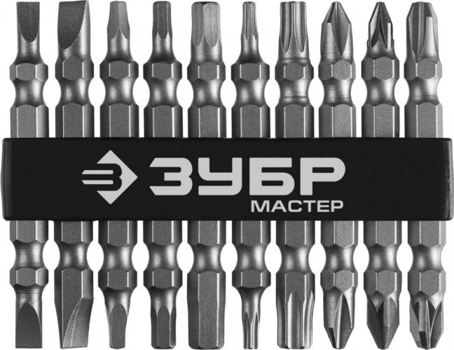 Набор бит ЗУБР 10-шт. , Cr-V, двусторонние для шуруп МАСТЕР 26089-H10