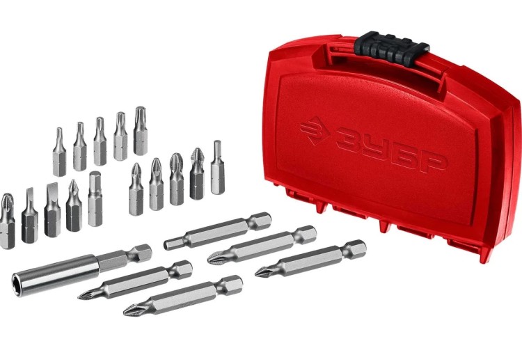 Набор бит ЗУБР МХ-21 CR-V с магнитным адаптером, в боксе 26600-H21