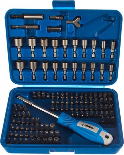 Набор бит ЗУБР ПРОФЕССИОНАЛ "эксперт" универсал, cr-mo, 120 предметов, в боксе 26096-H122