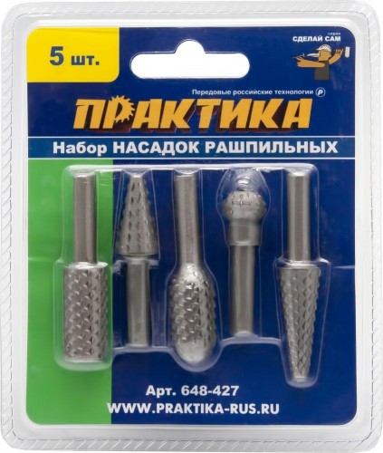 Набор бор-фрез по дереву ПРАКТИКА Сделай сам 5 шт, блистер 648-427