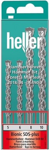 Набор буров HELLER  по бетону sds-plus bionic pro: 5, 6x110 мм + 8, 10x160 мм (4 пр.) TD16490