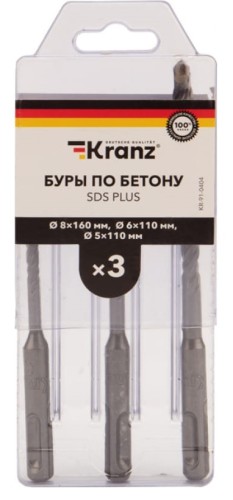 Набор буров Kranz KR-91-0404 по бетону, 3 шт. - изображение 2