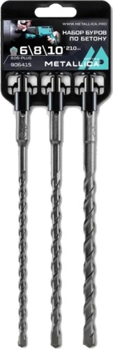 Набор буров SDS-plus METALLICA Optima HBS4-3P по бетону 6, 8, 10х210/150 мм, 3 шт  906415