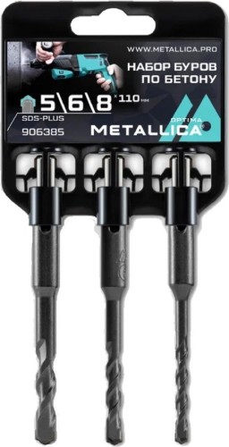 Набор буров SDS-plus METALLICA Optima HBS1-3P по бетону 5, 6, 8х110/50 мм, 3 шт  906385