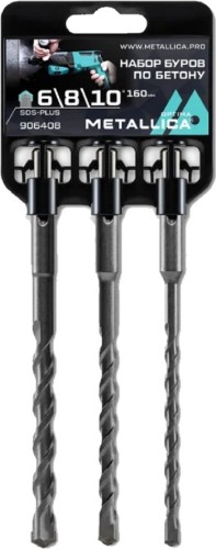 Набор буров SDS-plus METALLICA Optima HBS3-3P по бетону 6, 8, 10х160/100 мм, 3 шт  906408