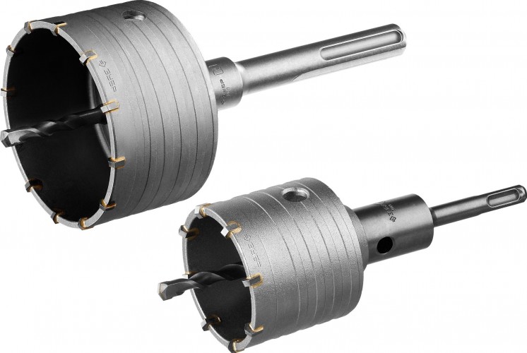 Набор буровых коронок SDS-plus/SDS-MAX ЗУБР ПРОФЕССИОНАЛ с оснасткой, d=68, 100 мм, кейс, 29185-H2-2