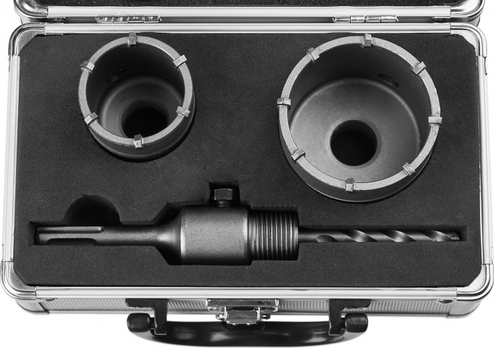 Набор буровых коронок SDS-plus ЗУБР МАСТЕР с оснасткой, d=50, 68 мм,М22 кейс, 29211-H2 - изображение 2