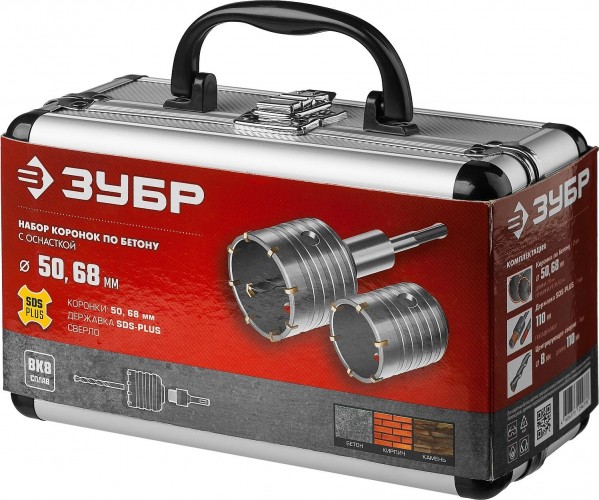 Набор буровых коронок SDS-plus ЗУБР МАСТЕР с оснасткой, d=50, 68 мм,М22 кейс, 29211-H2 - изображение 5