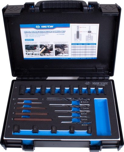 Набор для извлечения поврежденного крепежа KING TONY 11225SQE 5-14 мм, 25 предметов - изображение 2
