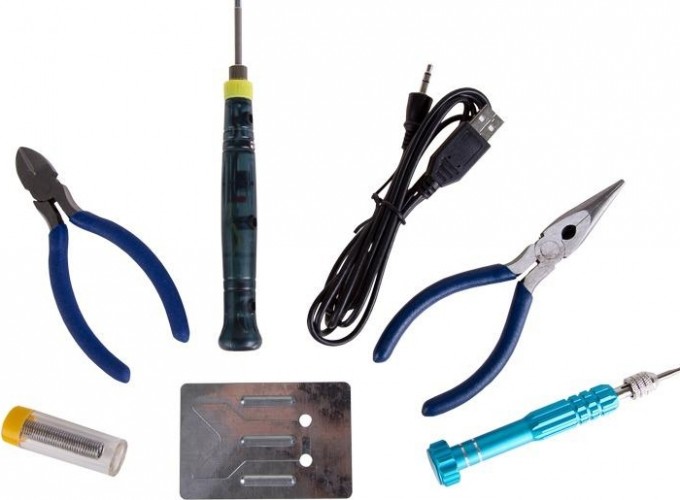 Набор для пайки REXANT П0168 №16 (usb-паяльник 8вт, кусачки, тонкогубцы, подста 12-0168 - изображение 2