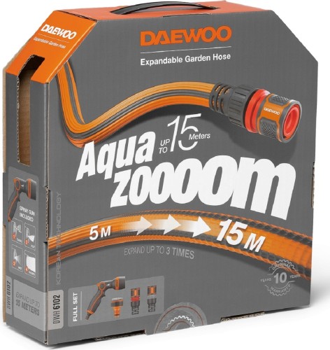 Набор для полива DAEWOO DWH 6102 шланг растягивающийся Aquazoom 15 м - изображение 4