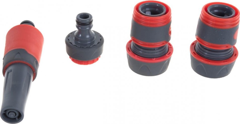 Набор для полива QUATTRO ELEMENTI  4 предмета. соединитель 3/4"-2шт., штуцер 1/2" и 3/4", насадка мя 646-201