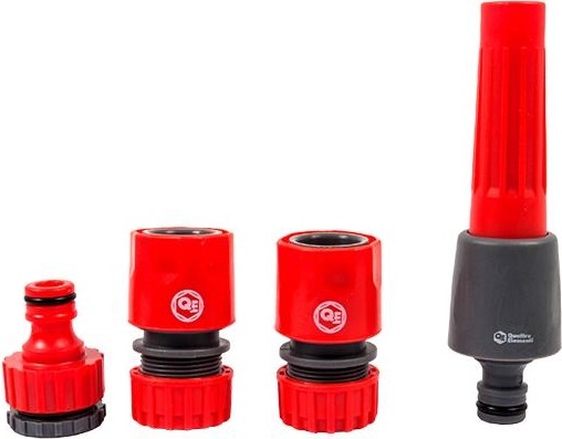 Набор для полива QUATTRO ELEMENTI  4 предмета. соединитель 1/2"-2шт, штуцер 1/2" и 3/4", насадка 646-188