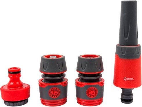 Набор для полива QUATTRO ELEMENTI  4 предмета. соединитель 1/2"-2 шт., штуцер 1/2" и 3/4", насадка м 646-195