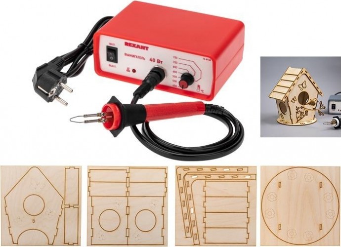 Набор для выжигания REXANT ДВ0934-2 «кормушка для птиц», выжигатель + 3d модель, 150х1 12-0934-2