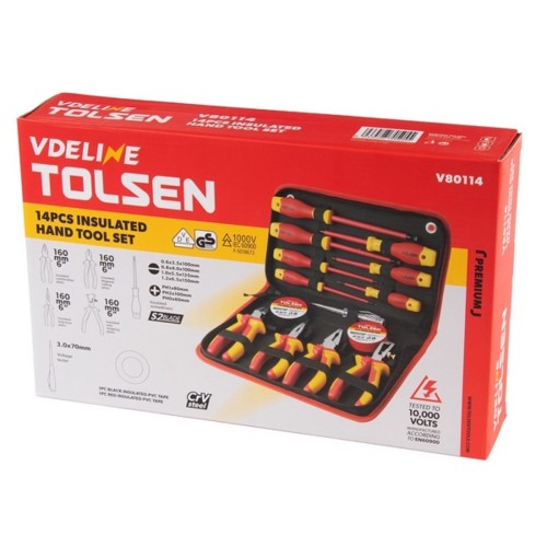 Набор электромонтажного инструмента TOLSEN TTV80114 14 пр. в футляре на молнии - изображение 4