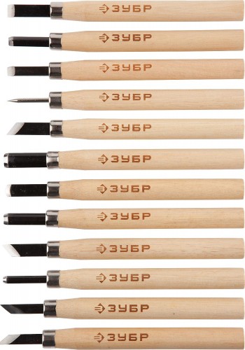 Набор фигурных стамесок ЗУБР "ЭКСПЕРТ" 12 преметов 18375-Н12 18375-H12 - изображение 2