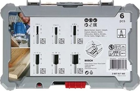 Набор фрез по дереву BOSCH 6 НМ-ФРЕЗ SET 6 мм-ХВ 2607017465 - изображение 2