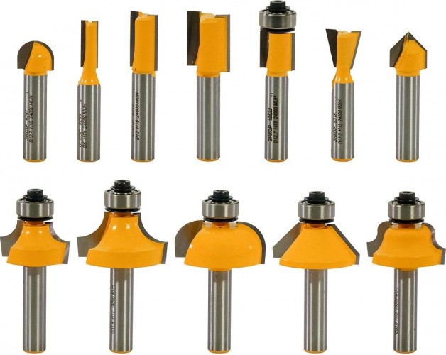 Набор фрез по дереву ЭНКОР д/декоратив. применения, 12 шт., хв. 8мм 10621