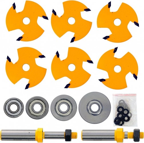 Набор фрез по дереву ЭНКОР кромочных фальцевых, 4диска,2хв.12мм 10593