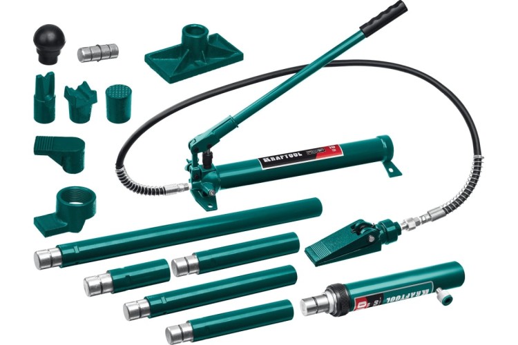 Набор гидроинструмента для правки кузова KRAFTOOL 43435-10 усилие 10 т, в кейсе 18 предметов