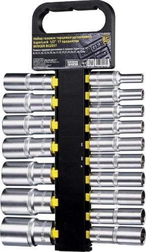 Набор головок 1/2" BERGER BG2037 SuperLock удлиненных (8-32 мм) 17 пр.