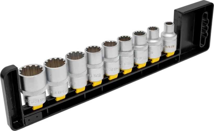 Набор головок 1/2" BERGER BG2039 Spline (8-21 мм) 9 пр.