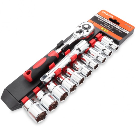 Набор головок 1/2" GOODKING T-1212 торцевых с трещоткой, 12 предметов