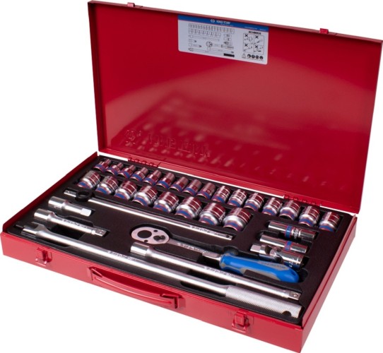 Набор головок 1/2" KING TONY 4034MR06 12-ти гранные, 8-32 мм, 33 пр