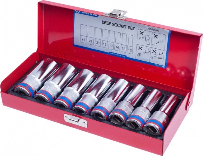 Набор головок 1/2" KING TONY 4308MR05 6-ти гранные, 12-24 мм, 8 пр.