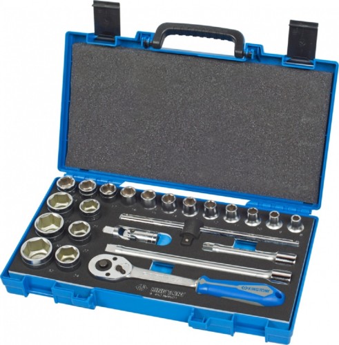 Набор головок 1/2" KING TONY 4523MRV01 с принадлежностями, 6-ти гранные, 8-32 мм, 23 пр.