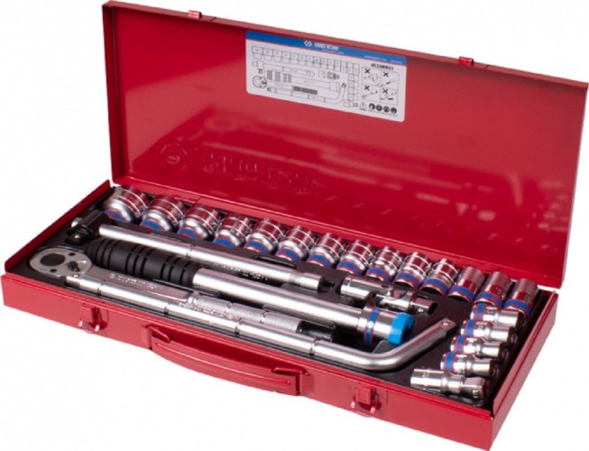 Набор головок 1/2" KING TONY 4533MR03 с принадлежностями, 6-ти гранные, 10-32 мм, 24 пр.