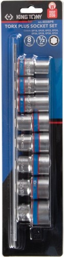 Набор головок 1/2" KING TONY 4E08PR TORX Plus, EP18-EP32, 8 пр