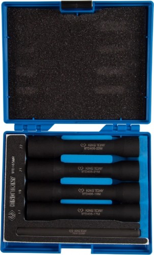 Набор головок 1/2" KING TONY 9TD165MR для поврежденных гаек и болтов, 17, 19, 21, 22 мм,