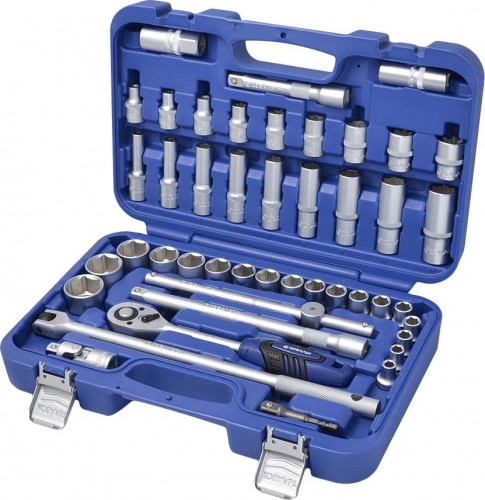 Набор головок 1/2" Кобальт 791219-45 торцевых с трещоткой cr-v (45 пр.) кейс