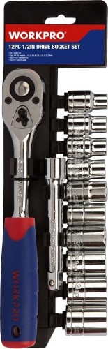Набор головок 1/2" WORKPRO WP202558 с принадлежностями 12 шт.