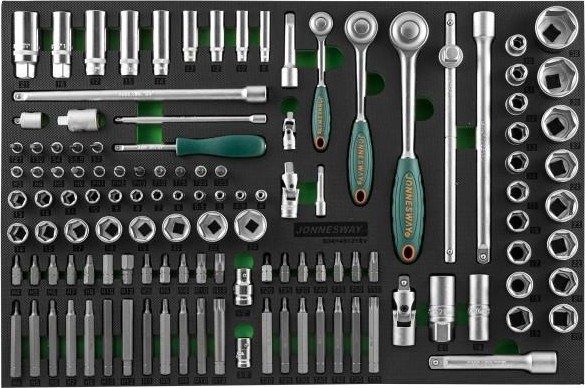 Набор головок 1/4", 3/8", 1/2"DR JONNESWAY S04H45121SV в EVA ложементе, 121 предмет 049275