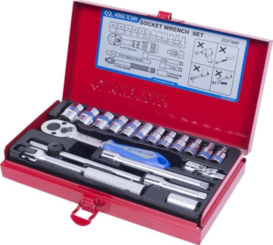 Набор головок 1/4" KING TONY 2021MR 1/4", 19 предметов