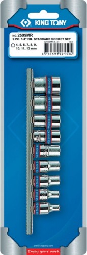 Набор головок 1/4" KING TONY 2509MR 1/4", 9 предметов