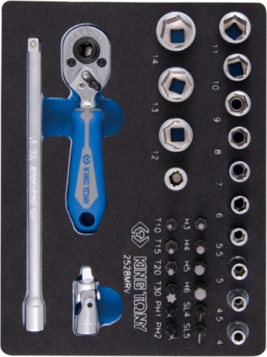 Набор головок 1/4" KING TONY 2528MRV 6-ти гранные, 4-14 мм, 29 предметов