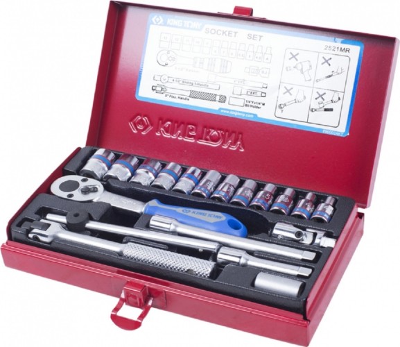 Набор головок 1/4" KING TONY 2521MR 1/4", 19 предметов
