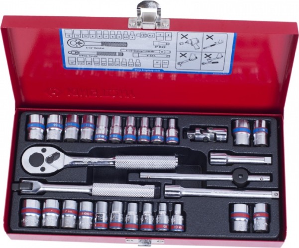 Набор головок 1/4" KING TONY 2530СR 1/4", 30 предметов 2530CR