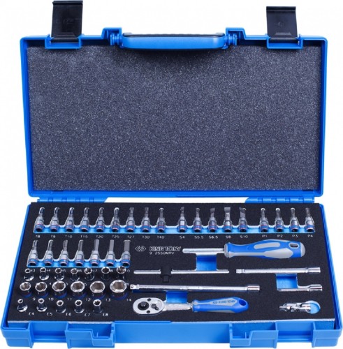 Набор головок 1/4" KING TONY 2550MRV с принадлежностями, 6-ти гранные, 4-14 мм, 50 пр.