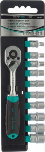 Набор головок 1/4" STELS  4-13 мм торцевых головки, с трещот. ключом, crv,11 14125