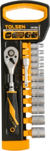 Набор головок 1/4" TOLSEN TT15150 с трещоткой, 4-14 мм, 14 пр.
