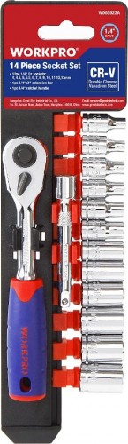Набор головок 1/4" WORKPRO WP202556 с принадлежностями 14 шт.