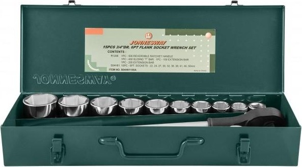 Набор головок 3/4" JONNESWAY S04H6315SA (S04H6115SA) 3/4"DR, 22-50 мм, 15 предметов 047229