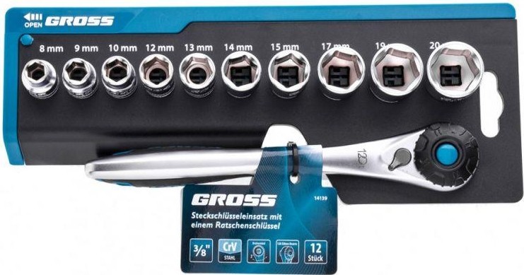 Набор головок 3/8" GROSS 12 предметов 14139 14139