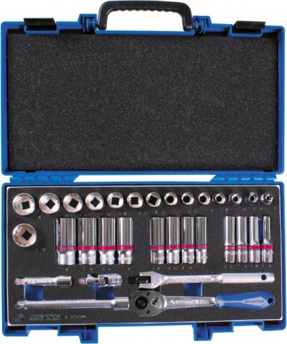 Набор головок 3/8" KING TONY 3032SRV торцевых с принадлежностями 3/8", двенадцатигранны